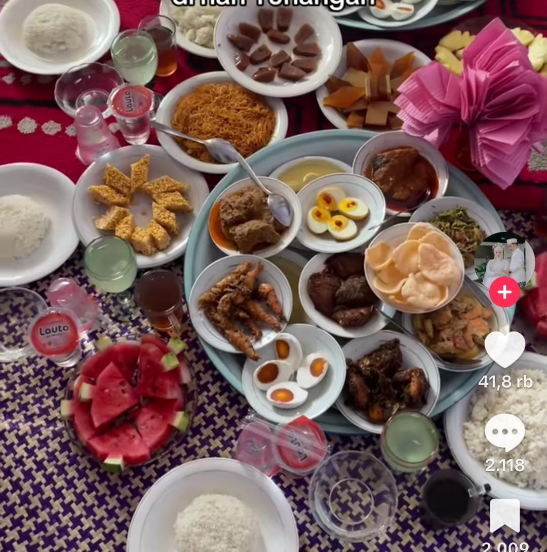 Potret hidangan yang sudah disiapkan pihak wanita   (Tik tok)